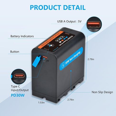 9000mAh NP-F970 Battery,[PD30W Fast Charging] Replacement NP F970 Battery for Sony NP-F550 750 950 970 FX3 FX30 A7 Nikon Z8 Canon R5 Camera Camcorder LED Light Monitor in Kuwait