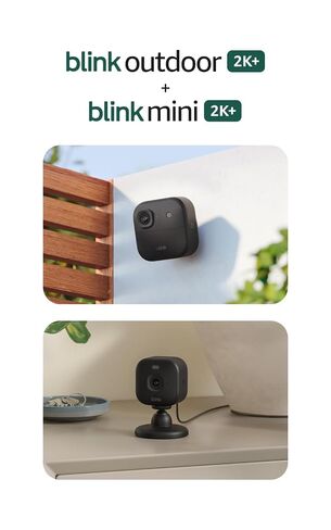 Blink Outdoor 2K+ and Mini 2K+ (newest model) — Wireless and plug-in 2K resolution smart security cameras, Sync Module Core included — 4 Cameras (Black) in Saudi Arabia