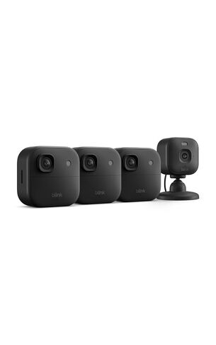 Blink Outdoor 2K+ and Mini 2K+ (newest model) — Wireless and plug-in 2K resolution smart security cameras, Sync Module Core included — 4 Cameras (Black) in Saudi Arabia
