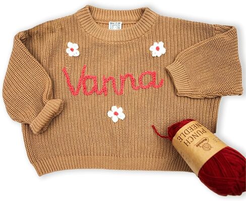Personalized Baby Knit Sweater, Customized Baby Boy Girl Sweater with Embroidered Name, Pregnancy Announcement Gifts in Saudi Arabia