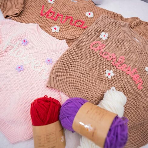 Personalized Baby Knit Sweater, Customized Baby Boy Girl Sweater with Embroidered Name, Pregnancy Announcement Gifts in Saudi Arabia