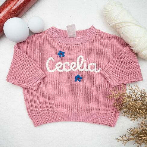 Personalized Baby Knit Sweater, Customized Baby Boy Girl Sweater with Embroidered Name, Pregnancy Announcement Gifts in Saudi Arabia