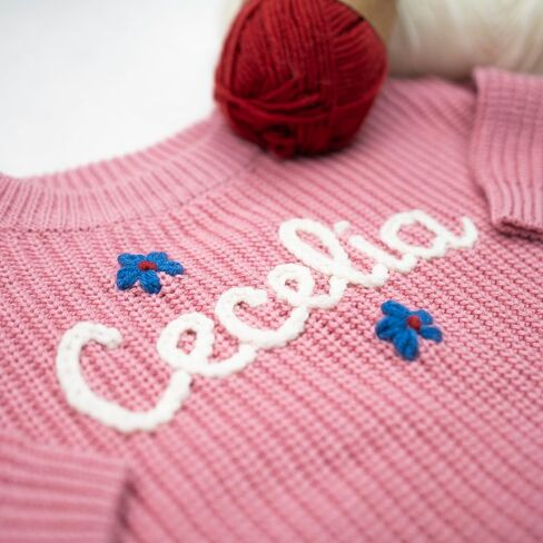 Personalized Baby Knit Sweater, Customized Baby Boy Girl Sweater with Embroidered Name, Pregnancy Announcement Gifts in Saudi Arabia