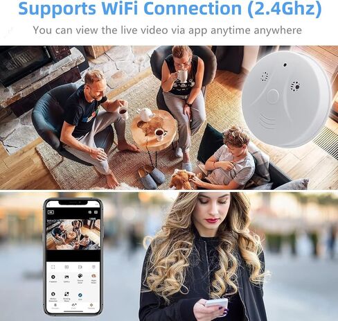1080P HD Video Wireless Camera Smoke Detector Hidden Camera for Home Security with App Control & Motion Detection, WiFi Indoor Security Camera with Night Vision for Office, Pet, Garage, Shop in Saudi Arabia