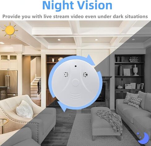 1080P HD Video Wireless Camera Smoke Detector Hidden Camera for Home Security with App Control & Motion Detection, WiFi Indoor Security Camera with Night Vision for Office, Pet, Garage, Shop in Saudi Arabia