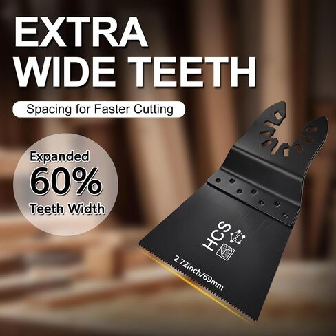 High Carbon Steel Oscillating Tool Blade, Standard 2-3/4" Wide E-Cut Oscillating Saw Blades for Hard Wood & Plastic, Drywall and Fiberglass,Universal Fit Multitool Blades, 2-Pack in Kuwait