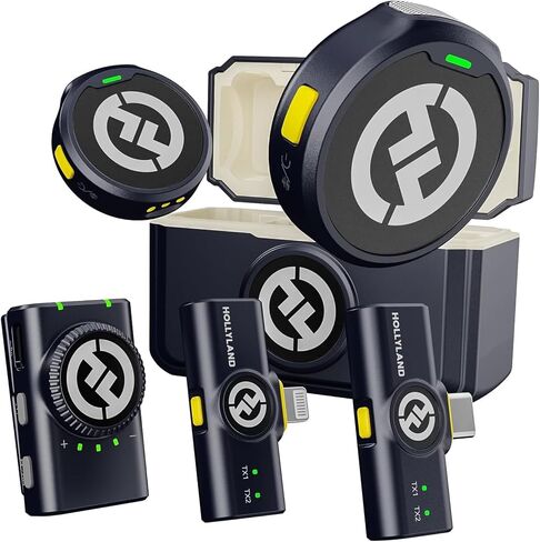 Hollyland Lark M2 Charcoal 2.4 جيجا هرتز نظام كومبو ميكروفون لاسلكي Lavalier مع كابل موستانج AV HS-101 HDMI in Kuwait