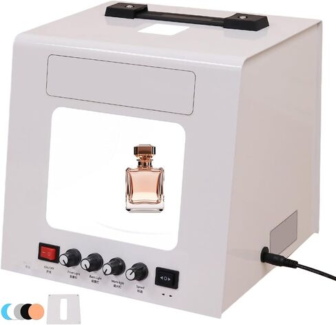 Jewelry Light Box, Professional Portable Photo Studio, Dimmable 4-Sided Lighting, Speed Adjustable Photo Turntable,for Jewelry, Cosmetics, Crafts (White 20cmTurntable) in Saudi Arabia