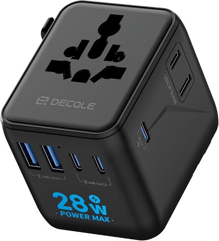 “Pro" Universal Travel Adapter 3 USB-C＆ 2 USB-A Cover 200+ Countries | GaN 70W, International Plug Adapter, All in One Portable Adapter, NOT A Voltage Converter, for USA, UK, EU, AU (White) in Kuwait