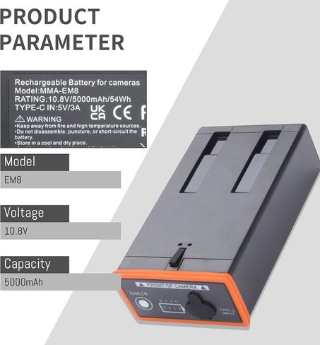 EM8 5000mAh Power Mag Battery Pack Replacement Compatible with Moultrie Cellular Trail Cameras Edge, Edge Pro, Upgrade Hunting Camera Batteries with USB-C Cable in Kuwait