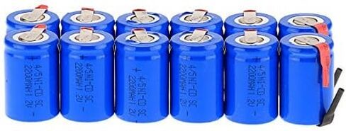 Ni-Cd Rechageble 4/5Sub C Batteries, 1.2V 2200 mAh | with Tabs for Digital Cameras, CD Players Battery Pack (Pack of 12), Blue in Kuwait