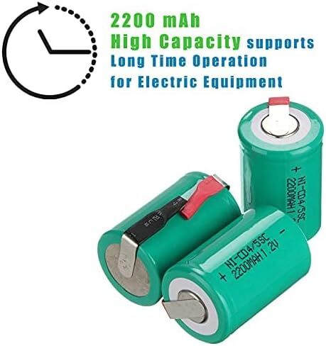 Ni-Cd Rechageble 4/5Sub C Batteries, 1.2V 2200 mAh | with Tabs for Digital Cameras, CD Players Battery Pack (Pack of 12), Blue in Kuwait