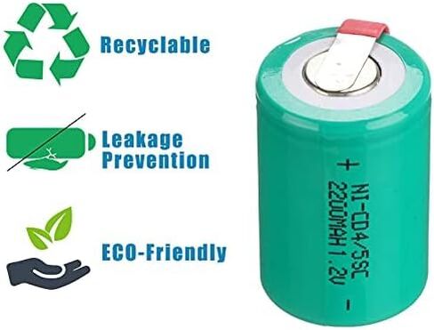 Ni-Cd Rechageble 4/5Sub C Batteries, 1.2V 2200 mAh | with Tabs for Digital Cameras, CD Players Battery Pack (Pack of 12), Blue in Kuwait