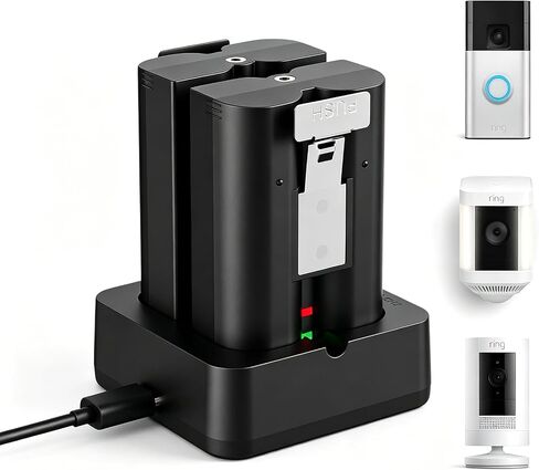 2-Pack Ring Battery with Charging Station for Ring Video Doorbell 2/3/4/3 Plus, Upgraded Rechargeable Replacement Battery Compatible with Ring Stick Up Cam 2nd/3rd Gen, Spotlight Cam, Peephole Cam in Kuwait