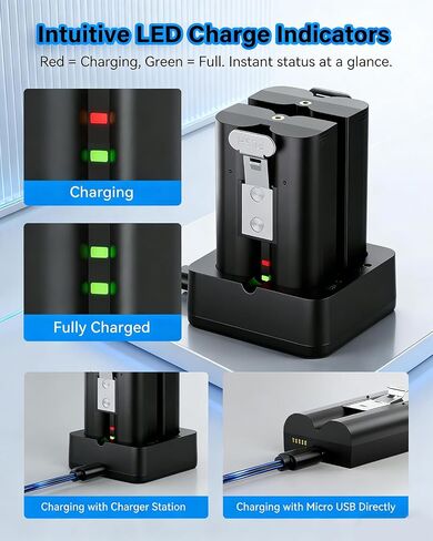 2-Pack Ring Battery with Charging Station for Ring Video Doorbell 2/3/4/3 Plus, Upgraded Rechargeable Replacement Battery Compatible with Ring Stick Up Cam 2nd/3rd Gen, Spotlight Cam, Peephole Cam in Kuwait