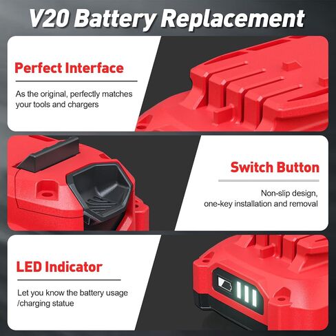 2Pack 20V 4.0Ah Replacement for Craftsman V20 Battery and Charger Kit for CMCB203 CMCB202 CMCB204 CMCB206 CMCB201 CMCB100 CMCB124 with Craftsman 20Volt Battery Charger CMCB104 in Kuwait