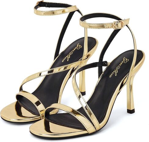 GENSHUO Women’s Strappy Heels, Stiletto High Heeled Sandals Open Toe Ankle Strap, Dressy Heels for Party Wedding Evening in Saudi Arabia