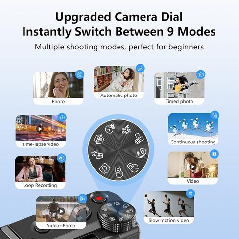 8K Digital Camera with 88MP & 3" 180° Flip Screen | Vlogging Camera for Photography 18X Zoom Auto Focus , Includes 32GB SD Card & 2 Batteries (Black) in Saudi Arabia