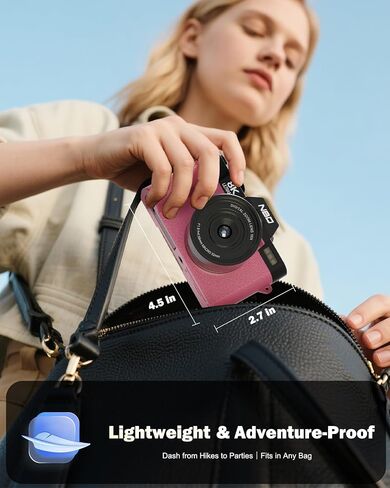 NBD 8K 64MP Digital Cameras for Photography with Dual-Lens,180°Flip Screen—Point and Shoot Digital Cameras with 16X Zoom,Autofocus WiFi Vlogging Camera for Beginners, 2 Batteries,64GB Card (Pink) in Saudi Arabia
