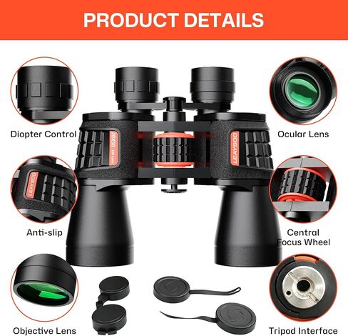 20x50 High Powered Binoculars for Adults, Military Compact HD Professional/Daily Waterproof Binoculars Telescope for Bird Watching Travel Hunting Football Games with Carrying Case&Strap（Black） in Kuwait