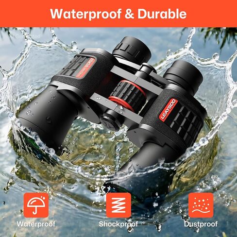 20x50 High Powered Binoculars for Adults, Military Compact HD Professional/Daily Waterproof Binoculars Telescope for Bird Watching Travel Hunting Football Games with Carrying Case&Strap（Black） in Kuwait