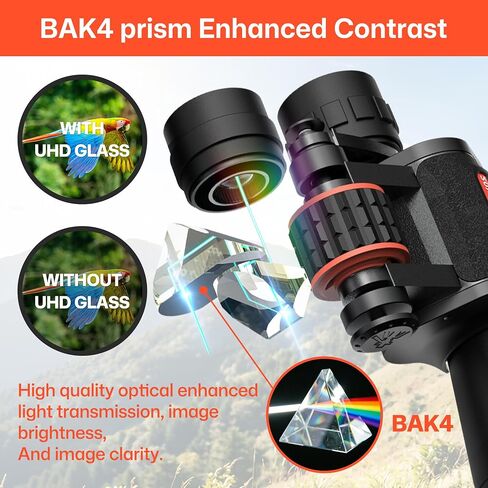 20x50 High Powered Binoculars for Adults, Military Compact HD Professional/Daily Waterproof Binoculars Telescope for Bird Watching Travel Hunting Football Games with Carrying Case&Strap（Black） in Kuwait