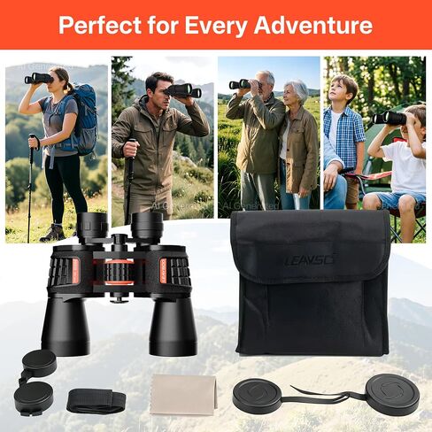 20x50 High Powered Binoculars for Adults, Military Compact HD Professional/Daily Waterproof Binoculars Telescope for Bird Watching Travel Hunting Football Games with Carrying Case&Strap（Black） in Kuwait