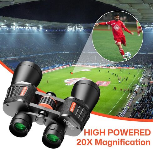 20x50 High Powered Binoculars for Adults, Military Compact HD Professional/Daily Waterproof Binoculars Telescope for Bird Watching Travel Hunting Football Games with Carrying Case&Strap（Black） in Kuwait