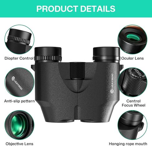 10x25 Compact Binoculars for Adults and Kids, Large Eyepiece Waterproof Binocular with Low Light Vision,High Powered Easy Focus Binoculars for Bird Watching,Outdoor Hunting,Travel,Sightseeing in Kuwait
