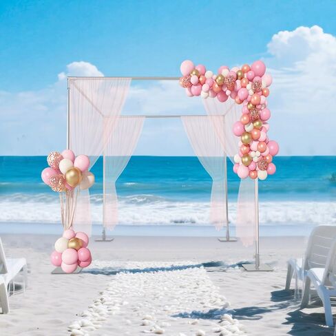 9.84FT Adjustable Square Backdrop Stand, 4-Post Metal Balloon Arch Stand with Base, Heavy Duty Wedding Arch Backdrop Stand Kit for Party Decoration, Garden Trellis, Silver in Saudi Arabia