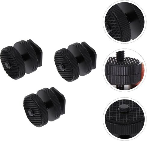 ULTECHNOVO 3pcs Double Layer Metal Hot Shoe Mount Adapter and Tripod Screw Adapter for DSLR Camera Flash Accessories Compatible with Photography Lighting Setup in Kuwait