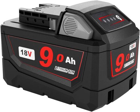9Ah 18V Battery Replacement Compatible with Milwaukee 18V Tools | 9Ah 18V battery compatible with Milwaukee tools, providing extended runtime with LED indicator and reliable power. in Saudi Arabia
