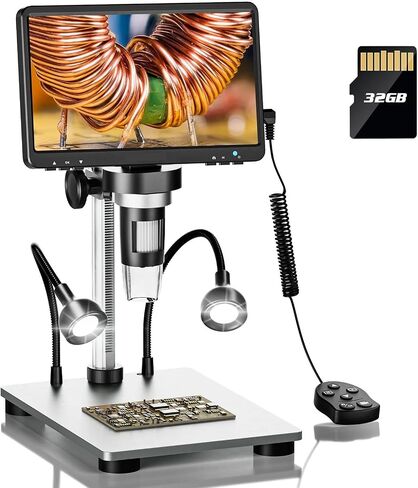 USB Microscope, DM9 Digital USB Electronic Microscope 1080P 7" LCD Display 1200X Magnification Microscopio for Phone Repairing in Saudi Arabia