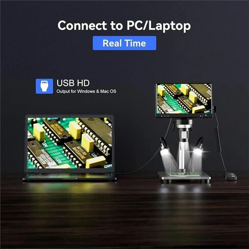 USB Microscope, DM9 Digital USB Electronic Microscope 1080P 7" LCD Display 1200X Magnification Microscopio for Phone Repairing in Saudi Arabia