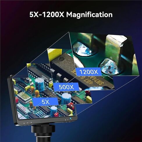 USB Microscope, DM9 Digital USB Electronic Microscope 1080P 7" LCD Display 1200X Magnification Microscopio for Phone Repairing in Saudi Arabia