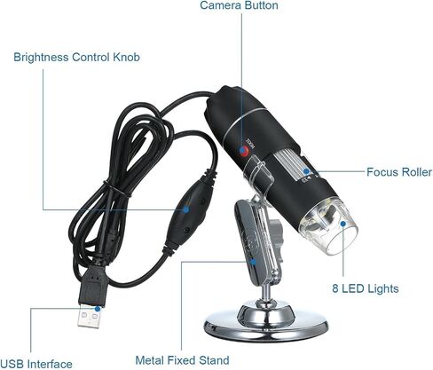 USB Microscope, USB Digital Microscope Handheld 1000X Magnification Camera 8 LED in Saudi Arabia