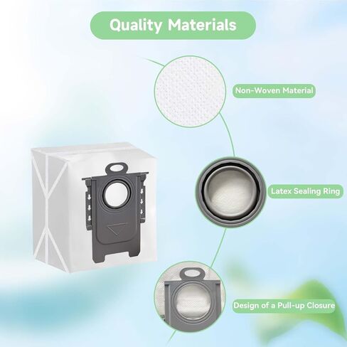 WAIKAS 6 Vacuum Bags for Roborock Q7 M5+, Q10 S5+, Q5 Max+, Q10 X5+, Q8 MAX+, Q7 MAX+, S7 Max Ultra, S8+ Robot Vacuum - Disposable Dirt Disposal Bags in Saudi Arabia