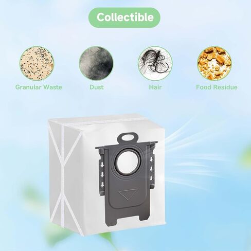 WAIKAS 6 Vacuum Bags for Roborock Q7 M5+, Q10 S5+, Q5 Max+, Q10 X5+, Q8 MAX+, Q7 MAX+, S7 Max Ultra, S8+ Robot Vacuum - Disposable Dirt Disposal Bags in Saudi Arabia