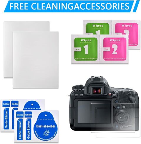 2Pcs Screen Protector Compatible with Canon EOS 6D Mark II 6D2 Camera, 0.26mm Crystal Clear Tempered Glass Film, Ideal for Travel Photography Daily Use, Anti-Scratch Anti-Fingerprint in Kuwait
