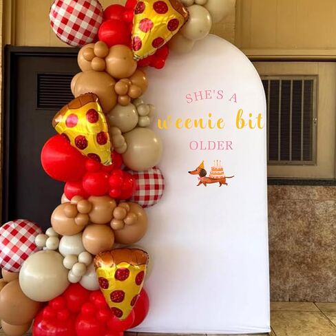 Upfirst She's A Weenie Bit Older Decal | Retro BBQ Cookout Theme Party Decor|Wiener Sign Balloon Arch Photo Backdrop Decal|Pink Funt Hot Dog Birthday Party Supplies in Kuwait