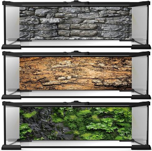 Reptile Terrarium Background 48"×24" 3PCS – Polyester Fabric Bearded Dragon Tank Decor with Gray Rock Bark & Forest Pattern, Non-Reflective & Bubble-Free for Snake Lizard Gecko Vivarium 834 in Saudi Arabia