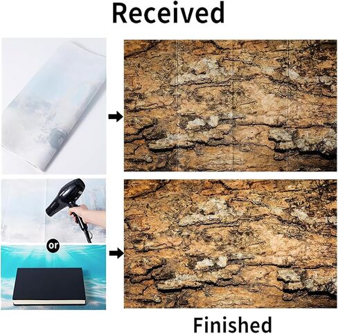 Reptile Terrarium Background 48"×24" 3PCS – Polyester Fabric Bearded Dragon Tank Decor with Gray Rock Bark & Forest Pattern, Non-Reflective & Bubble-Free for Snake Lizard Gecko Vivarium 834 in Saudi Arabia