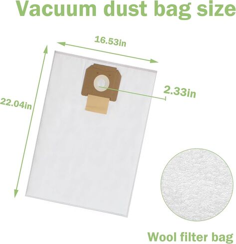 5Pcs VB090F Fleece Filter Dust Bags for Bosc-h Shop Dust Extractor | Replacement VAC090A VAC090AH VAC090S 9 Gallon Dust Bags ,Tear-Resistant, High-Efficiency Filtration- White in Kuwait