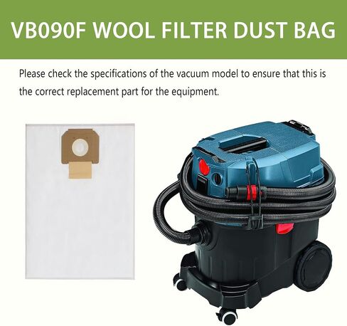 5Pcs VB090F Fleece Filter Dust Bags for Bosc-h Shop Dust Extractor | Replacement VAC090A VAC090AH VAC090S 9 Gallon Dust Bags ,Tear-Resistant, High-Efficiency Filtration- White in Kuwait