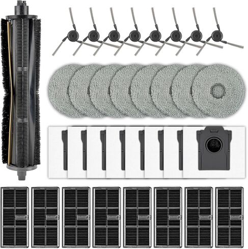 (33 Pack) L40 Ultra (Gen 2) Replacement Parts Compatible with Dreame X40 Ultra/ D30 Ultra, for MOVA P10 (Gen 2)/ P50 Pro Ultra, 1 TriCut Brush, 8 Side Brushes, 8 HEPA Filters, 8 Dust Bags, 8 Mop Pads in Kuwait