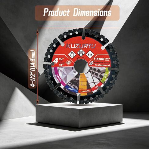 KUZURYU Diamond Saw Blades, 3-Pack: 4.5-inch Diamond Multi-Purpose Saw Blades—Heavy-Duty Angle Grinder Blades Suitable for Cutting Marble, Quartz, Stone, Tile, Metal, and Plastic in Saudi Arabia
