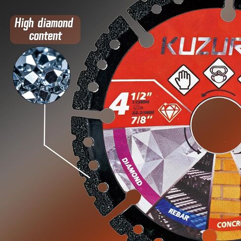 KUZURYU Diamond Saw Blades, 3-Pack: 4.5-inch Diamond Multi-Purpose Saw Blades—Heavy-Duty Angle Grinder Blades Suitable for Cutting Marble, Quartz, Stone, Tile, Metal, and Plastic in Saudi Arabia