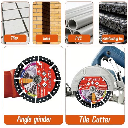 KUZURYU Diamond Saw Blades, 3-Pack: 4.5-inch Diamond Multi-Purpose Saw Blades—Heavy-Duty Angle Grinder Blades Suitable for Cutting Marble, Quartz, Stone, Tile, Metal, and Plastic in Saudi Arabia