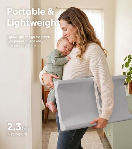 Mallify Baby Changing Pad, Waterproof & Wipeable Vegan Leather Diaper Changing Mat, Non-Slip Changing Pad for Dresser, Changing Table (Grey) in Kuwait