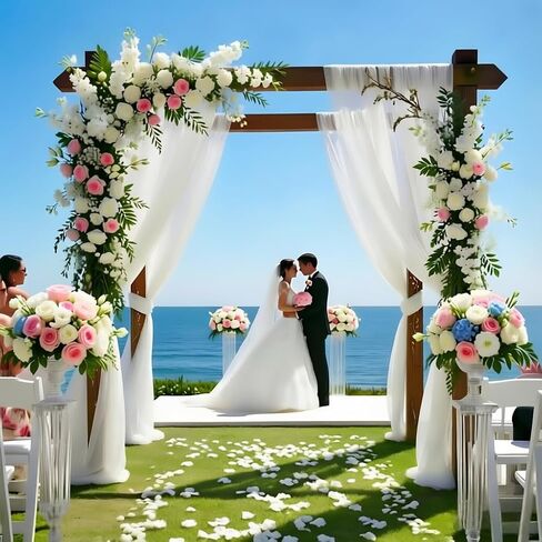 Wedding Arch Draping Fabric 30'' x 18FT Sheer Chiffon Arch Drape Backdrop | 1 Panel Baby Blue Drape for Summer Wedding Bridal Shower Baby Shower Photo Booth Church Birthday Party Outdoor Decor in Saudi Arabia